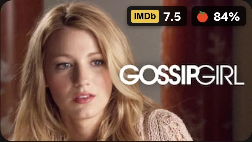 Gossip Girl: IMDb 7.5, 84% critics